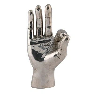 Noir Ok Sign Figurine In Silver