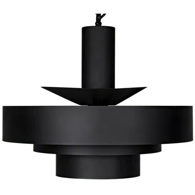 Noir Parlor 4 - Light Statement Drum Pendant In Matte Black