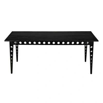 Noir Pericles 76" Mahogany Solid Wood Dining Table In Charcoal Black