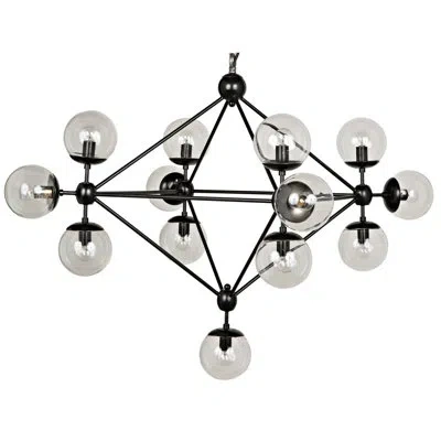 Noir Pluto 13-light Unique / Statement Geometric Chandelier In Black
