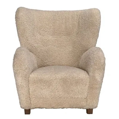 Noir Pola 34'' Wide Wingback Chair In Camel