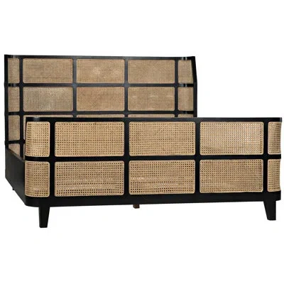 Noir Porto King Solid Wood Low Profile Platform Bed