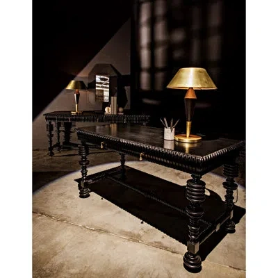 Noir Portuguese Desk In Hand Rubbed Black