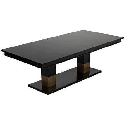 Noir Ravenko 90" Trestle Dining Table In Hand Rubbed Black