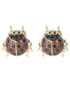 Noir Red/black Cubic Zirconia Ladybug Stud Earring In Gold