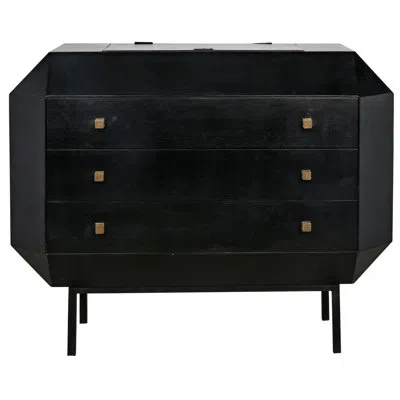 Noir Rhiana 3 Drawer Accent Chest In Black