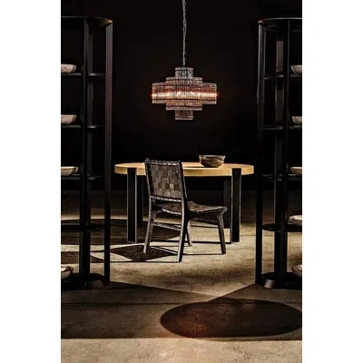Noir Rowan 8 - Light Crystal Tiered Chandelier In Matte Black