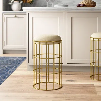 Noir Ryley Metal Counter Stool In Beige