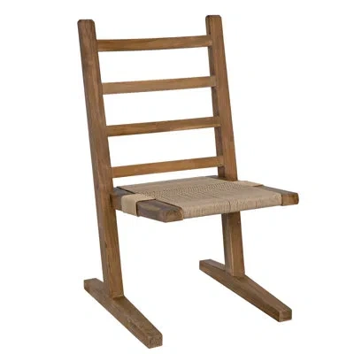 Noir Salam Ladder Back Side Chair In Brown/beige