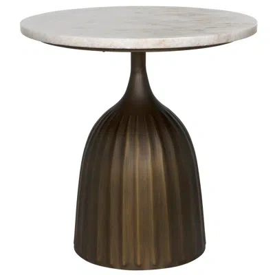 Noir Samuel Pedestal End Table In White Marble