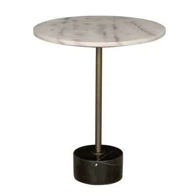 Noir Santosha Side Table With Stone Top In White;gray