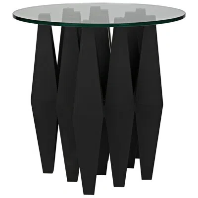 Noir Soldier Glass Abstract End Table In Clear
