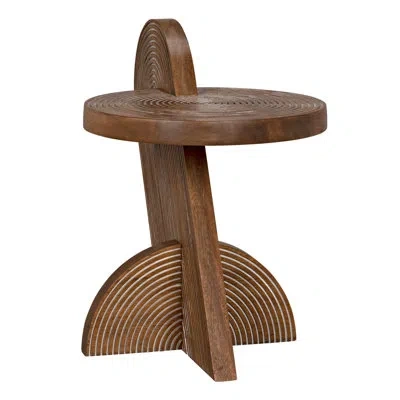 Noir Solid Wood Abstract End Table In Dark Walnut