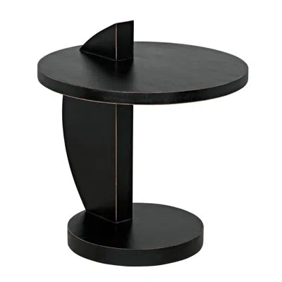 Noir Solid Wood Floor Shelf End Table With Storage In Black