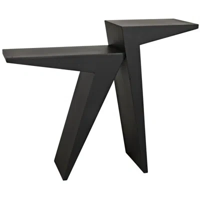 Noir Steam 42'' Steel Console Table In Matte Black