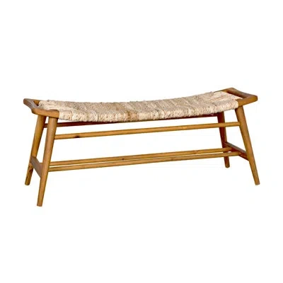 Noir Stockholm Solid Wood Bench In Brown,beige