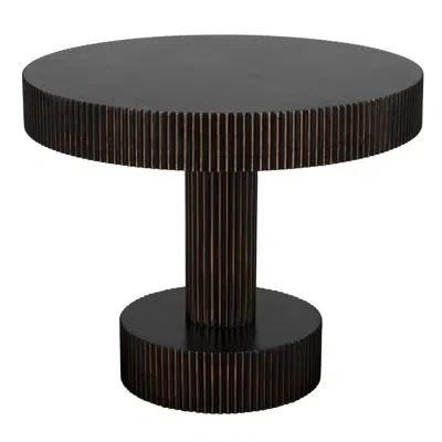 Noir Stringata Solid Wood End Table In Hand Rubbed Black,light Brown