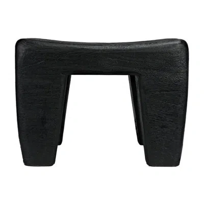 Noir Sumo Solid Wood Accent Stool In Black