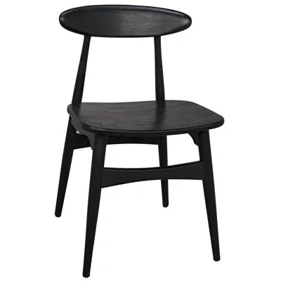 Noir Surf Solid Wood Dining Chair In Charcoal Black