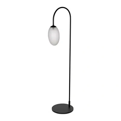 Noir Swan Table And Floor Lamp Set In Matte Black