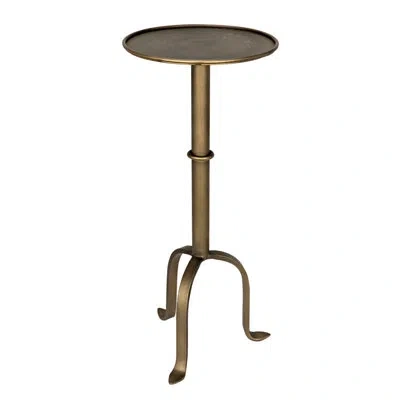 Noir Tini 24'' Tall Pedestal End Table In Aged Brass
