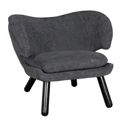 Noir Valerie 34" W Fabric Barrel Chair In Gray,charcoal Black