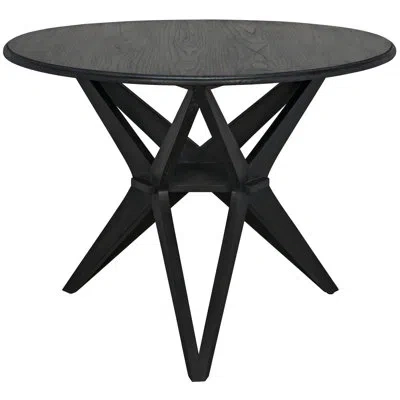 Noir Victor Solid Wood Dining Table In Charcoal Black