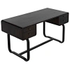 Noir Voltes Solid Wood Writing Desk In Ebony Walnut