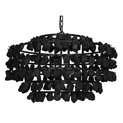 Noir Vulcan Chandelier, Black Metal With Black Glass In Matte Black
