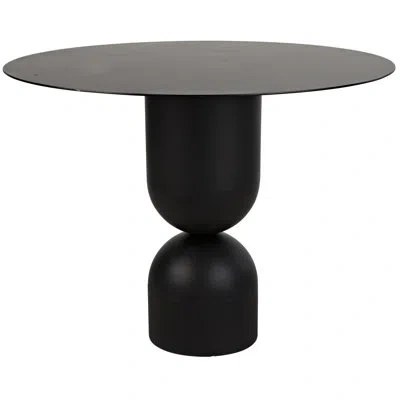Noir Wanda 39.5" Steel Pedestal Dining Table In Matte Black