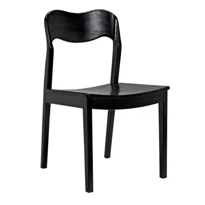 Noir Weller Solid Wood Slat Back Side Chair In Charcoal Black