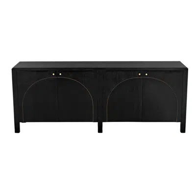 Noir Weston 78.5" Wide Mahogany Solid Wood Sideboard In Hand Rubbed Black