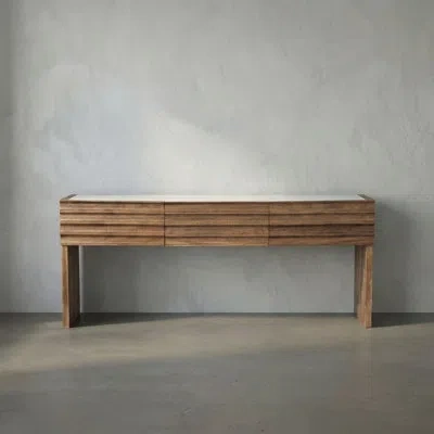Noir Wolf Console With White Marble Top In White Stone