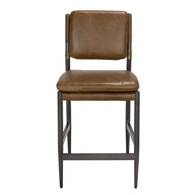 Noir Wooster Upholstered Counter Stool With Metal Frame In Cuba Brown