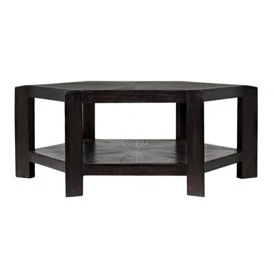 Noir Yuhuda Solid Wood 6 Legs Coffee Table With Storage In Sombre