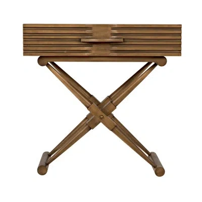 Noir Zanta End Table With Storage In Saddle Brown