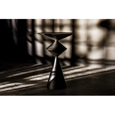 Noir Zasa Steel Pedestal End Table In Matte Black