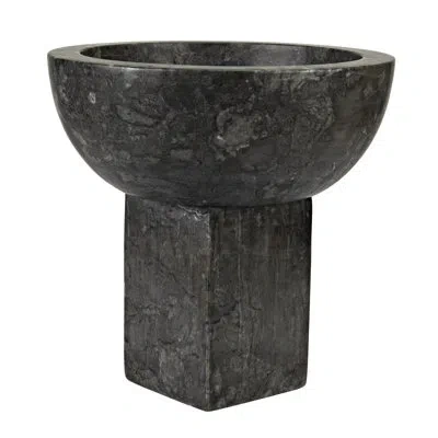 Noir Zeta Marble Decorative Bowl In Black