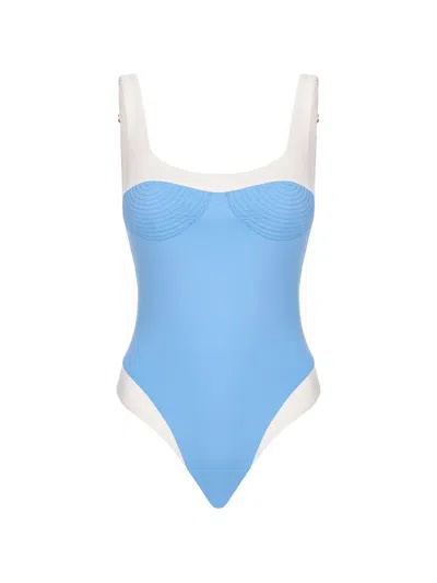 Noire Swimwear Adele Square-neck Swimsuit In Blue