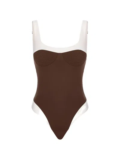 Noire Swimwear Adele Square-neck Swimsuit In Brown