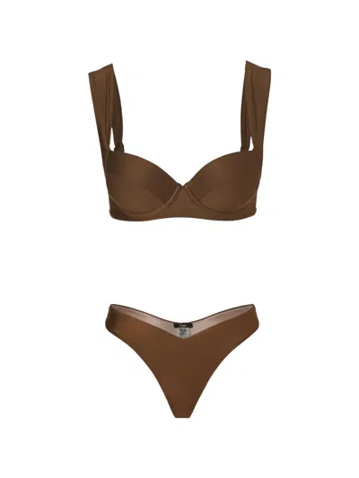Noire Swimwear Ava Ivy Underwire Bikini In Brown