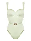 Noire Swimwear Balconette Ruched Swimsuit In Green