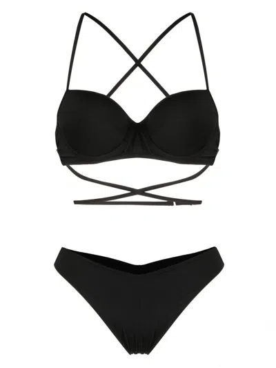 Noire Swimwear Balconette-style Bikini Set In Black