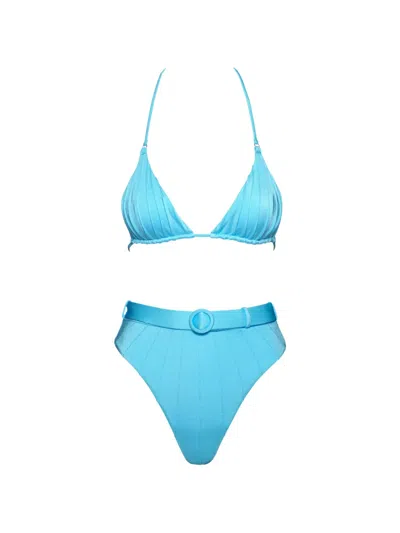 Noire Swimwear Belted Bikini In Blue