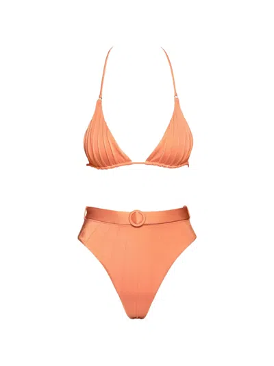 Noire Swimwear Belted Bikini In Orange