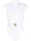 Noire Swimwear Belted Cap-sleeve Swimsuit In White