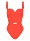 Noire Swimwear Belted Ruched Balconette Swimsuit In Animal Print