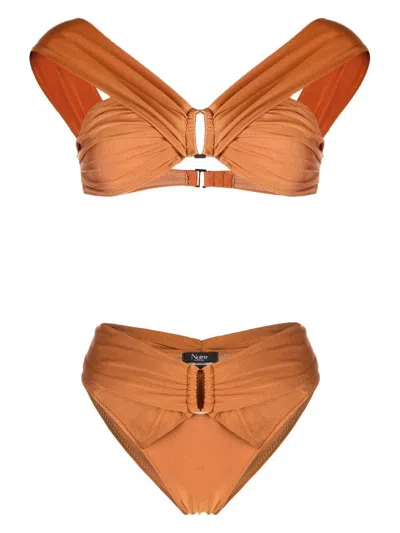 Noire Swimwear Buckle-detail Bikini In Orange