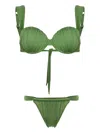 Noire Swimwear Cheeky Ruched Bikini Set In Green