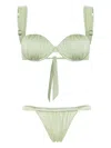 Noire Swimwear Cheeky Ruched Bikini Set In Green
